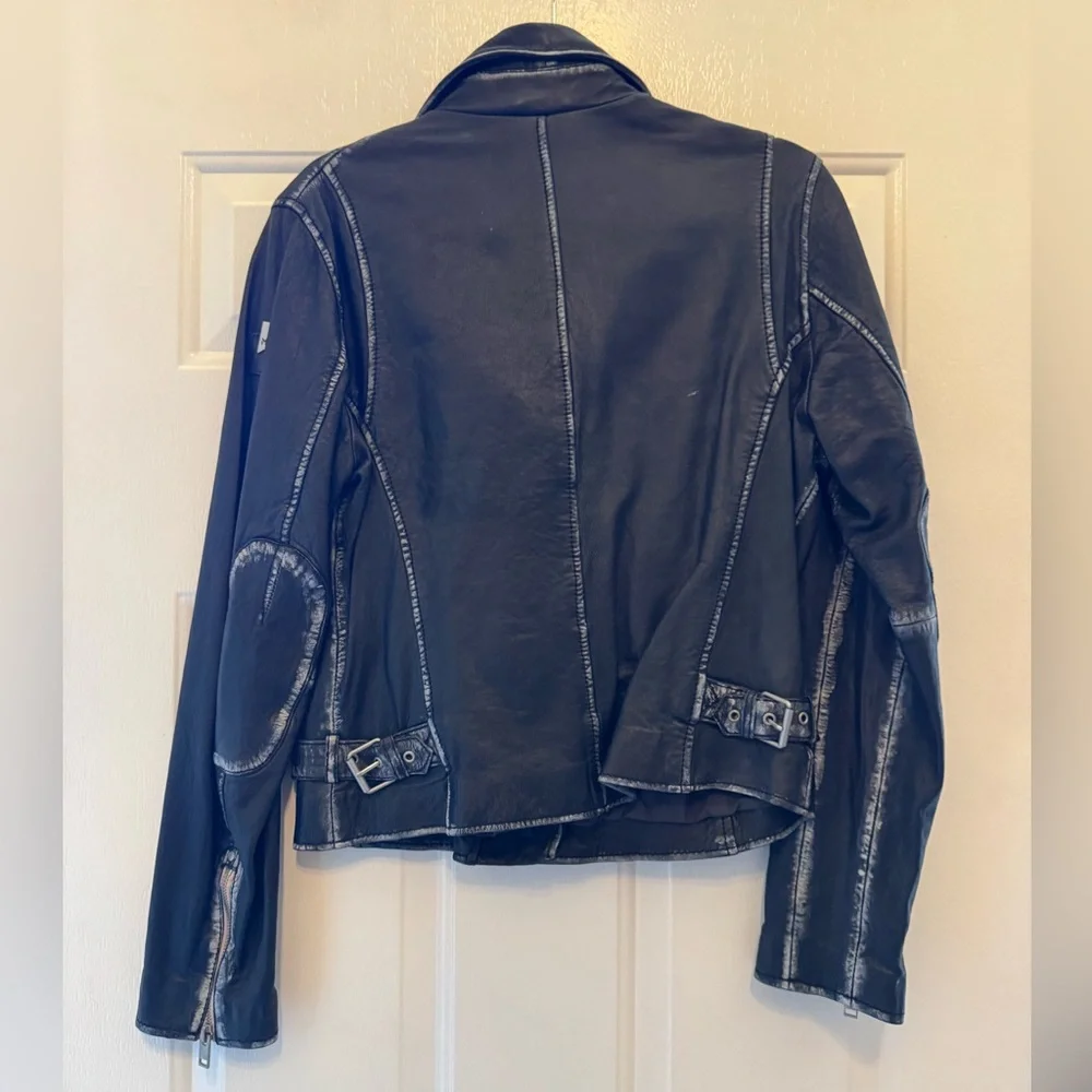 Mauritius Black Leather Biker Jacket - Picture 6 of 10